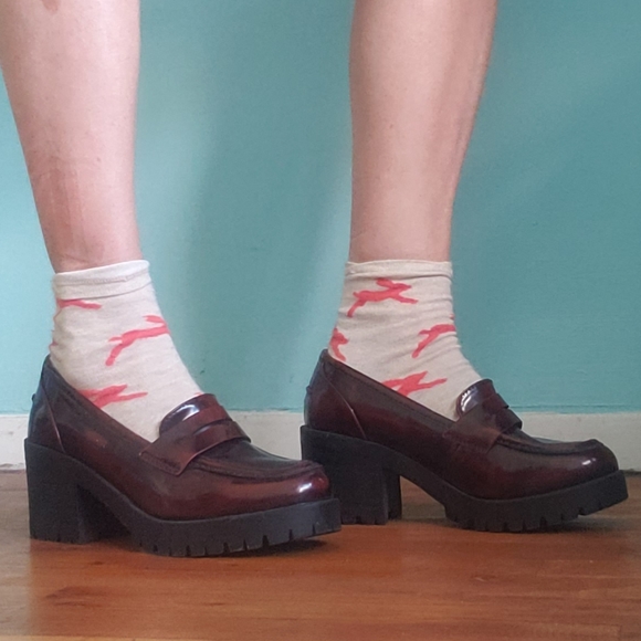 Giorgia & Johns brown chunky platform schoolgirl penny loafers shoes - Picture 11 of 11